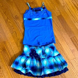Justice 2 Piece Skirt Tank Set Blue/Plaid Size 10